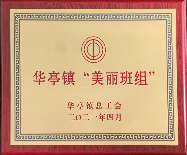 上海沪工阀门厂市场部-华亭镇2020年度“美丽班组”荣誉称号奖牌